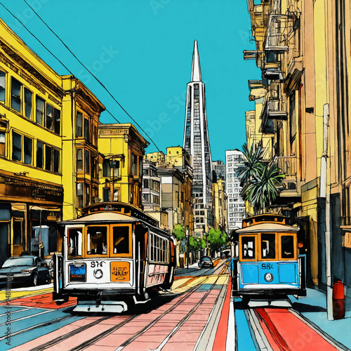 beautiful pen and ink sketch of san francisco