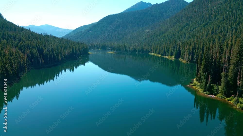 Nature landscape. Cooper Lake in Central Washington Cascade Mountains. Scenic nature of hiking Cooper lake. Cooper lake with mountain landscape. Landscape of Cooper lake mountain. Panoramic shot Nature landscape. Cooper Lake in Central Washington Cascade Mountains. Scenic nature of hiking Cooper lake. Cooper lake with mountain landscape. Landscape of Cooper lake mountain. Panoramic shot