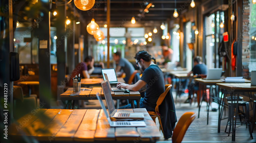 Coworking, a workspace for people working outside the office, a place for meetings. AI Generated Coworking, a workspace for people working outside the office, a place for meetings. AI Generated