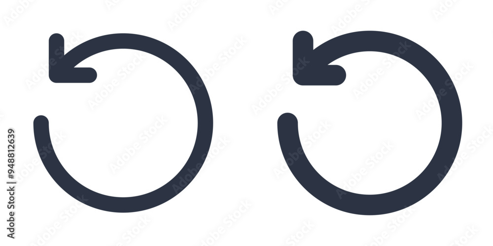 Undo Arrow simple icons set designed in filled, outline, line and stroke style Undo Arrow simple icons set designed in filled, outline, line and stroke style