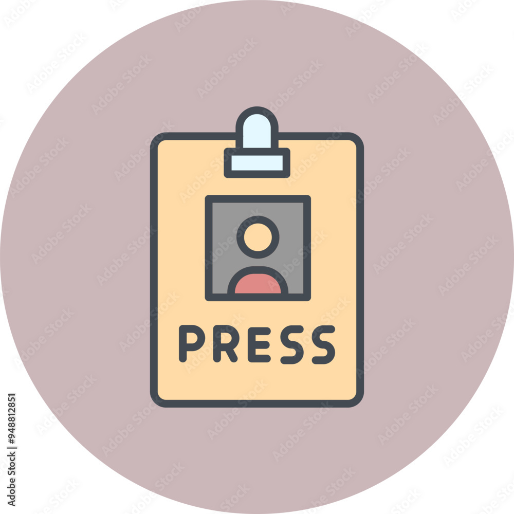 Press Pass Vector Icon Press Pass Vector Icon