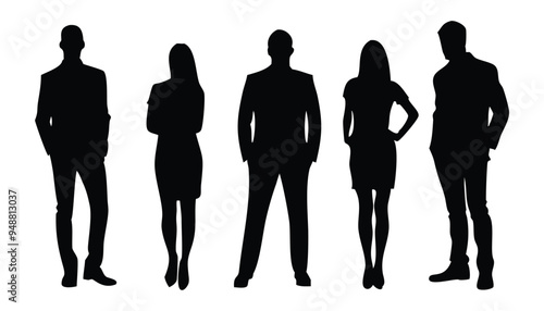 Businessman Silhouette of Diverse Team Standing Together