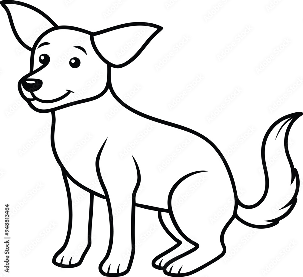 Cute dog vector with a cheerful face and big eyes for kids
