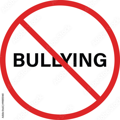 No bullying sign . Red no bullying sign icon . Stop bullying icon vector
