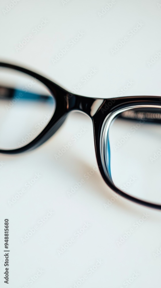 Classic Black Reading Glasses on White BackgroundSleek Frame and Subtle Shadows