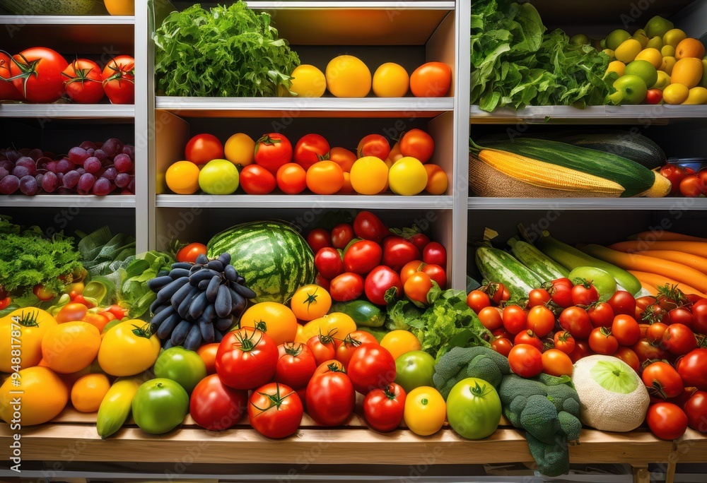 vibrant food pantry overflowing colorful fresh produce displaying abundance healthy fruits vegetables, array, attractive, bright, bounty, cheerful vibrant food pantry overflowing colorful fresh produce displaying abundance healthy fruits vegetables, array, attractive, bright, bounty, cheerful