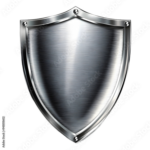 Metal shield. Medieval armor. Icon protection and security. 3d realistic vector, Isolated on transparent background.
