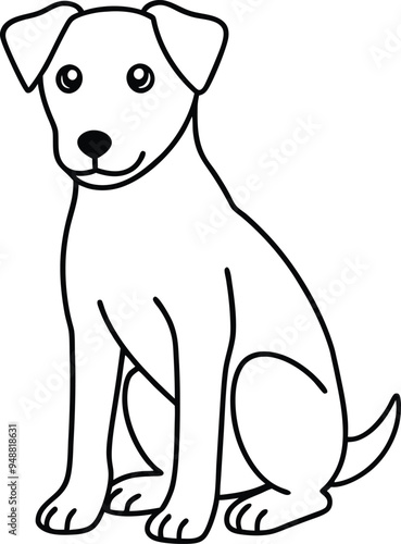 Cute puppy vector illustration with a happy face and bouncing tail
