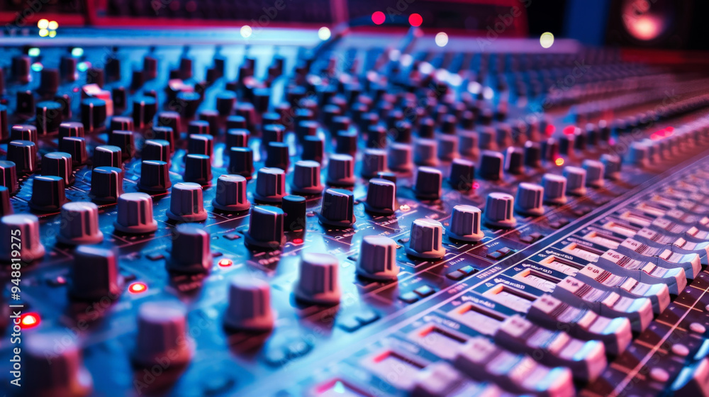 Obraz premium audio mixing console in recording studio