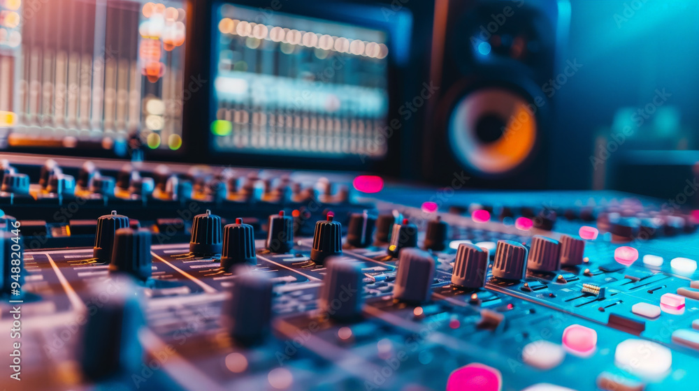 audio mixing console in recording studio audio mixing console in recording studio
