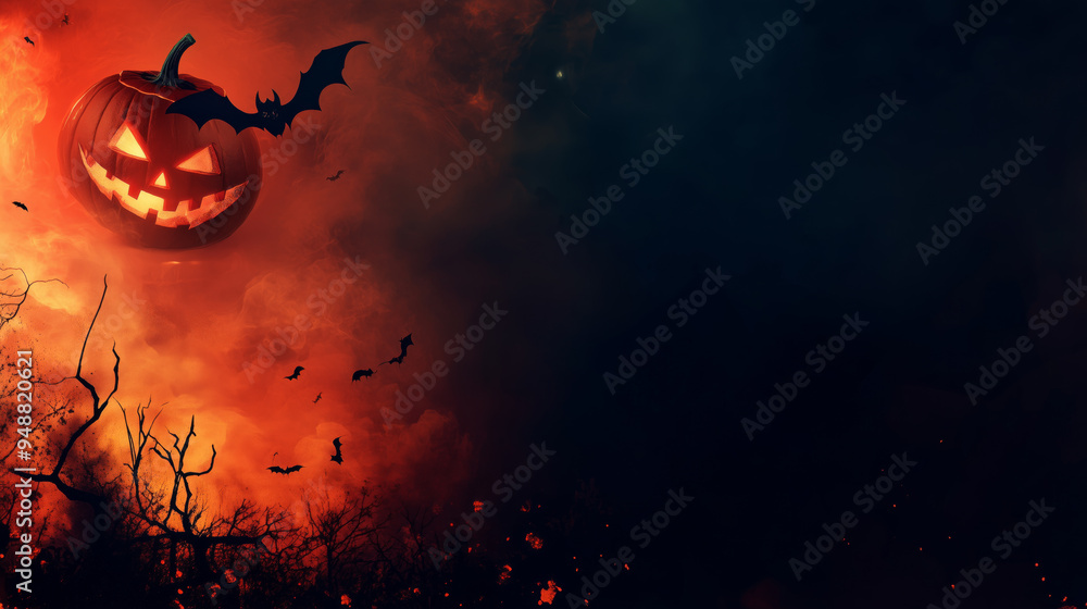 Halloween Night: Jack-o'-Lantern's Fiery Gaze Halloween Night: Jack-o'-Lantern's Fiery Gaze