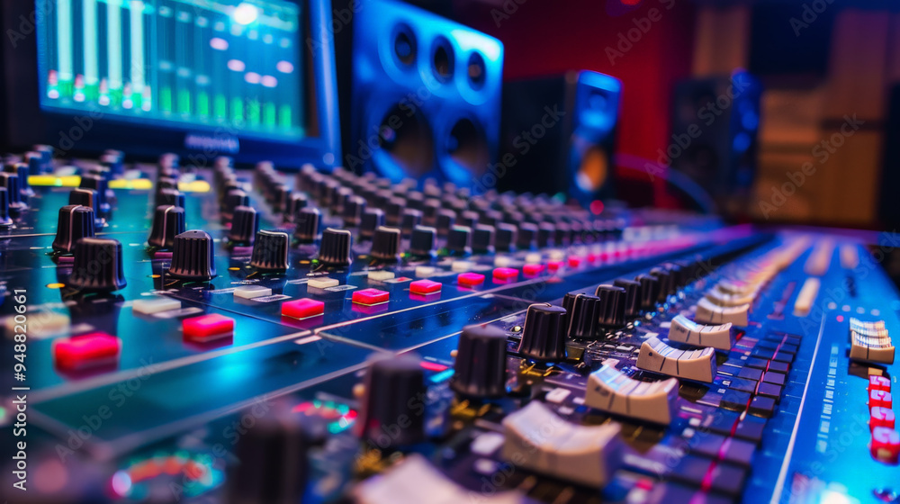audio mixing console in recording studio audio mixing console in recording studio