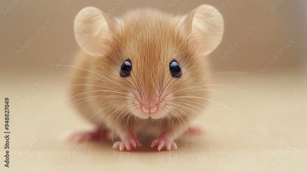 Adorable brown mouse staring with big eyes Adorable brown mouse staring with big eyes