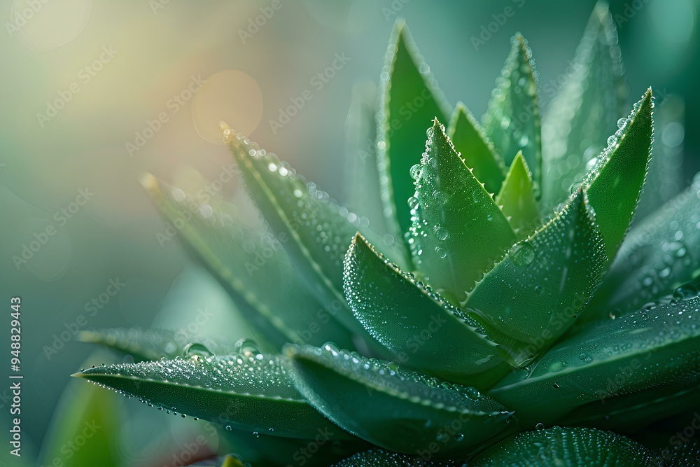 A close up of a plant with water droplets on it A close up of a plant with water droplets on it