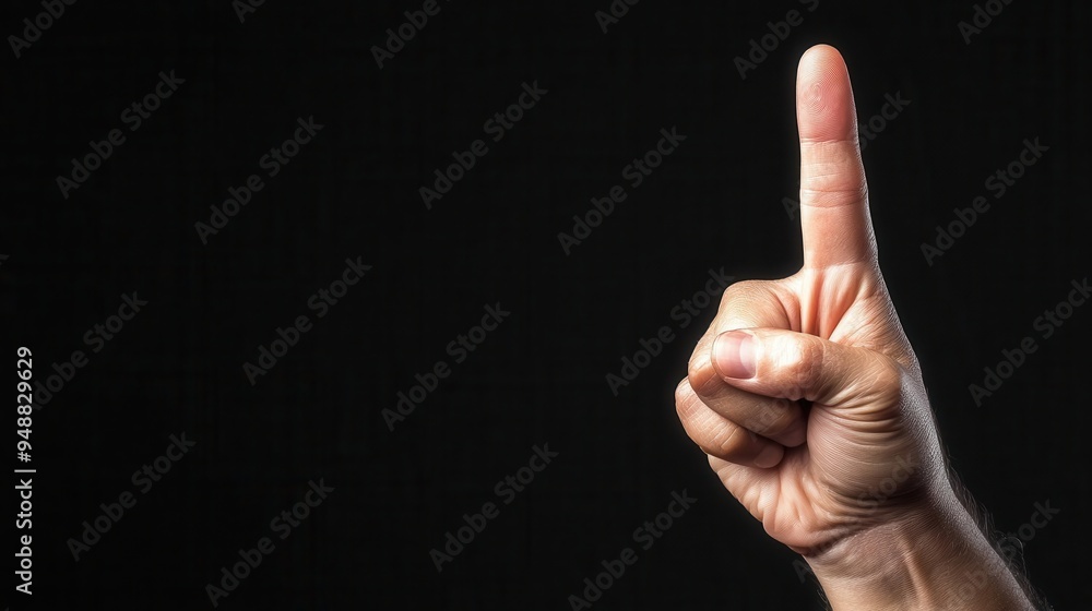 Close up Middle Finger Gesture on Black Background Minimalistic Web Banner Style Photo Close up Middle Finger Gesture on Black Background Minimalistic Web Banner Style Photo