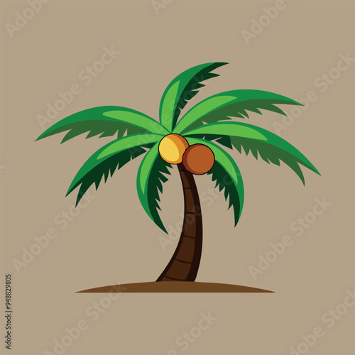 coconut tree with fruit in white background