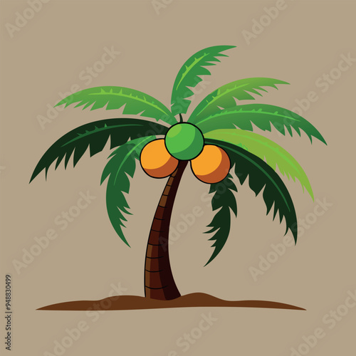 coconut tree with fruit in white background