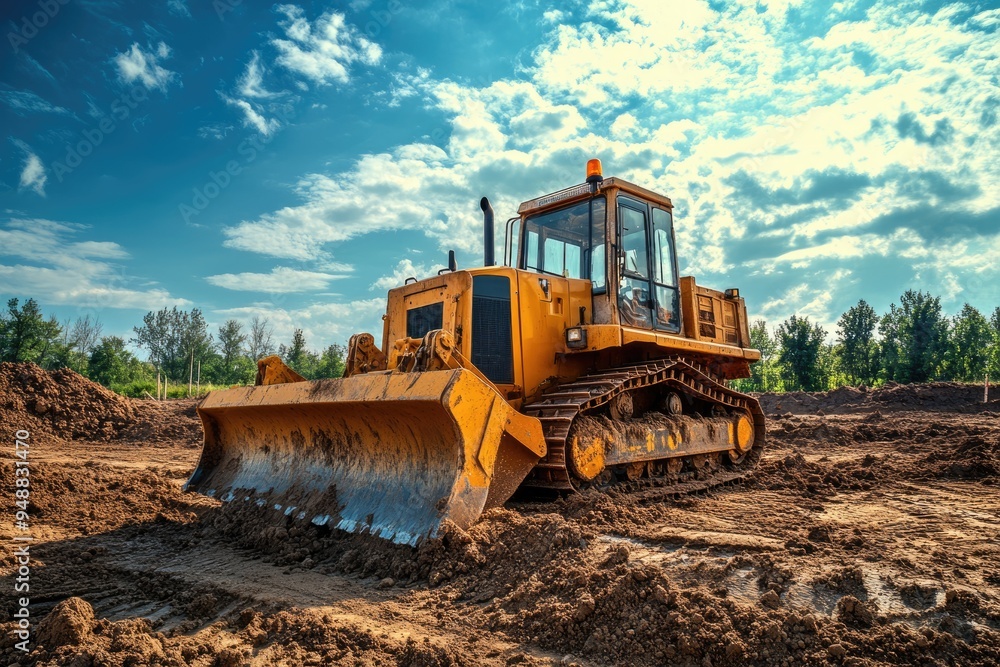 Bull Dozer. Horizontal Construction of Buildings in Sunny Oklahoma Bull Dozer. Horizontal Construction of Buildings in Sunny Oklahoma