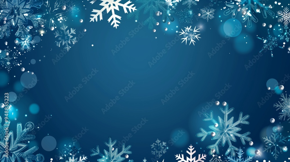 Blue christmas banner with snowflakes. Merry Christmas and Happy New Year greeting banner. Horizontal new year background, headers, posters, cards, website.Vector illustration Blue christmas banner with snowflakes. Merry Christmas and Happy New Year greeting banner. Horizontal new year background, headers, posters, cards, website.Vector illustration