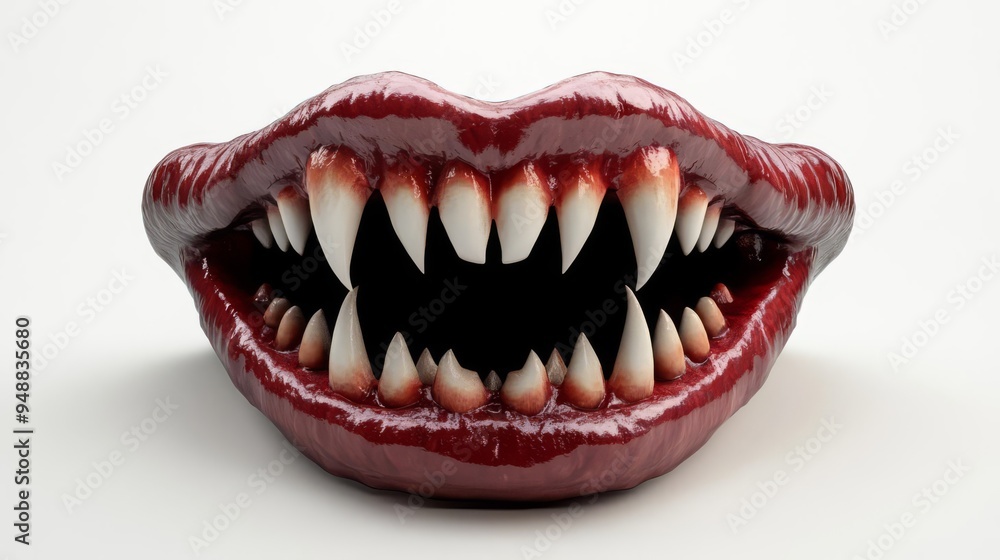 Close-up of a fierce, bloodthirsty monster mouth with sharp, menacing teeth ready to bite. Perfect for horror-themed designs and Halloween visuals. Close-up of a fierce, bloodthirsty monster mouth with sharp, menacing teeth ready to bite. Perfect for horror-themed designs and Halloween visuals.
