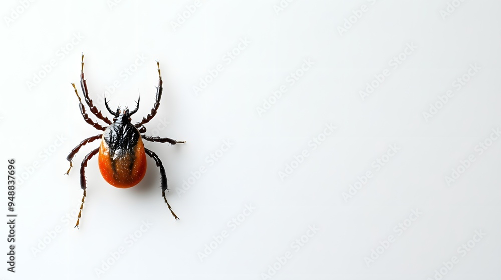 tick insect on a pure white background. Tick insect on a pure white background -. A close-up view of a tick showcasing its distinctive orange body and tick insect on a pure white background. Tick insect on a pure white background -. A close-up view of a tick showcasing its distinctive orange body and