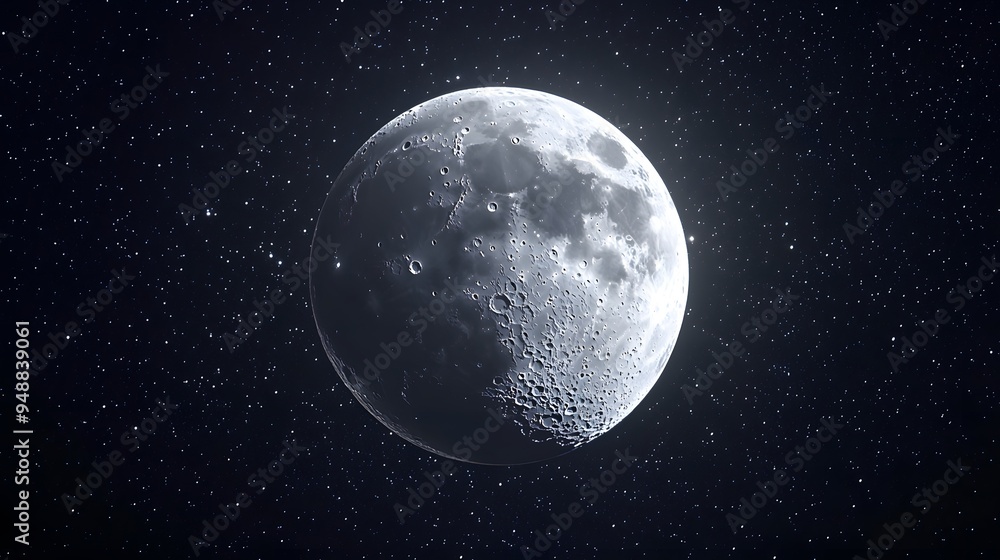 Gibbous Moon in a Starry Night Sky Gibbous Moon in a Starry Night Sky