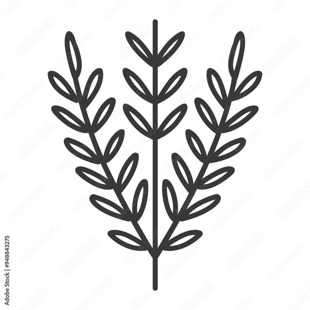 Naklejka premium Three Stems of Simple Branching Leaves