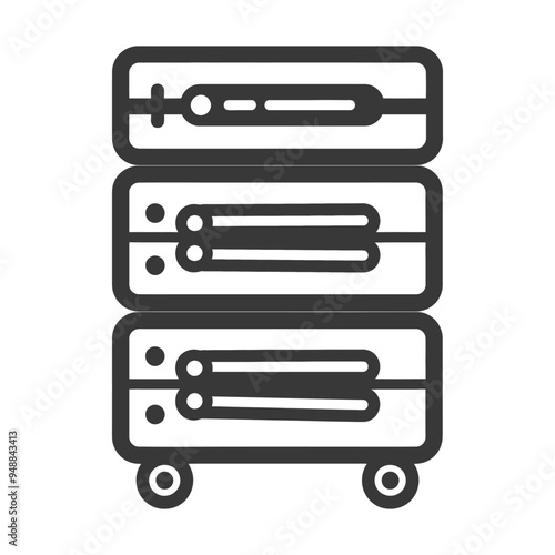 Three tiered rolling cart with various contents
