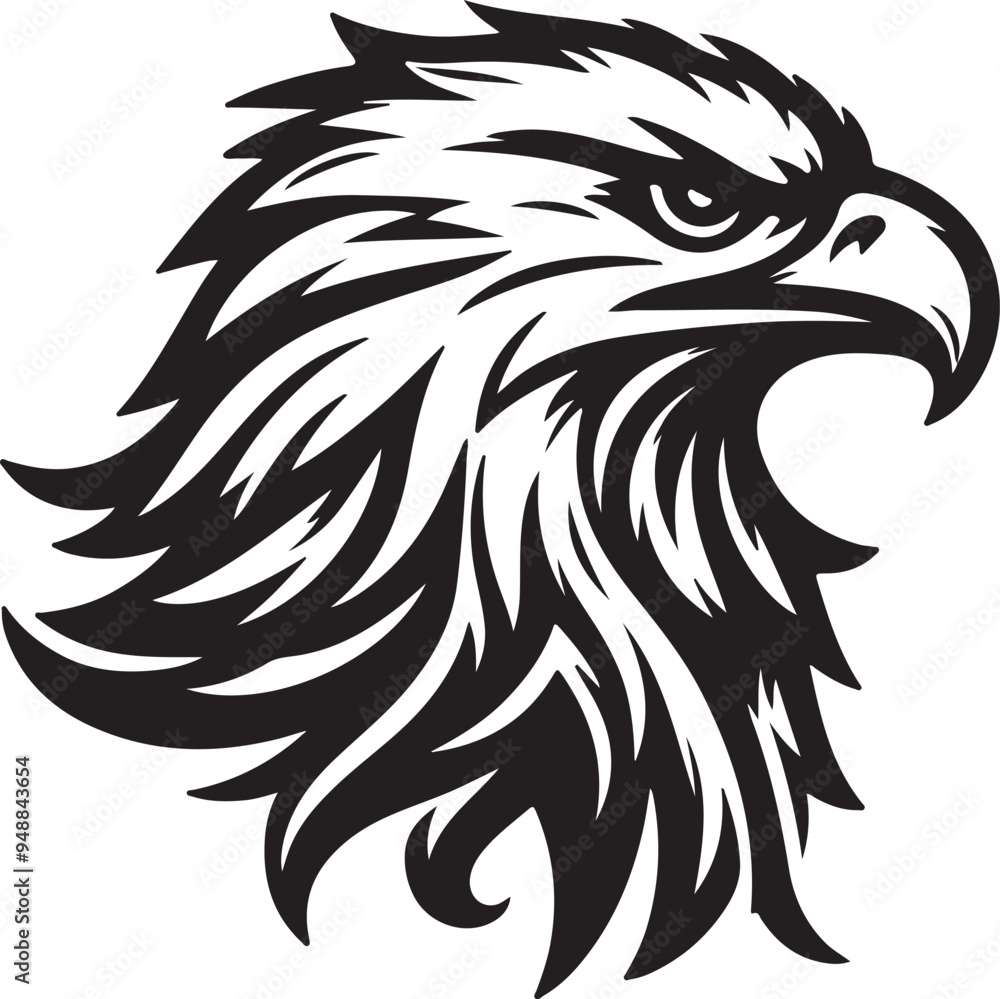 Hawk eagle head silhouette vector design on white background Hawk eagle head silhouette vector design on white background