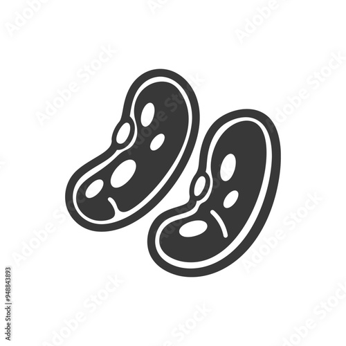 Two Black and White Bean Shaped Icons