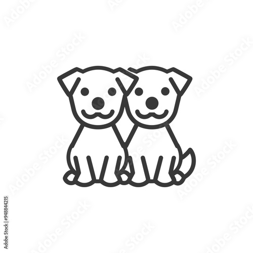 Two Cartoon Dogs Sitting Side by Side