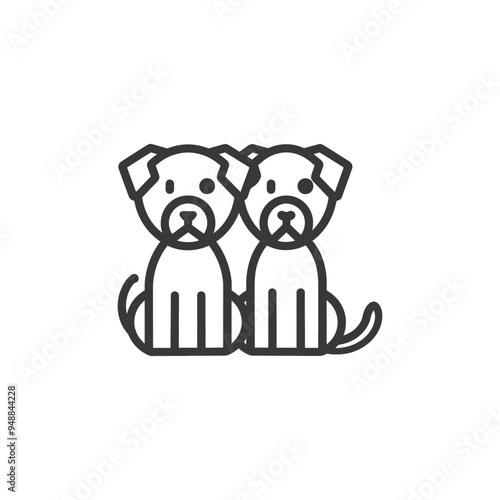 Two Cartoon Dogs Sitting Side by Side