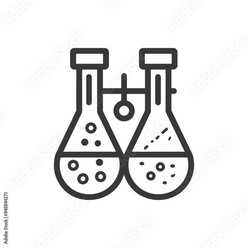 Two Conjoined Round Bottom Flasks with Suspended Droplet