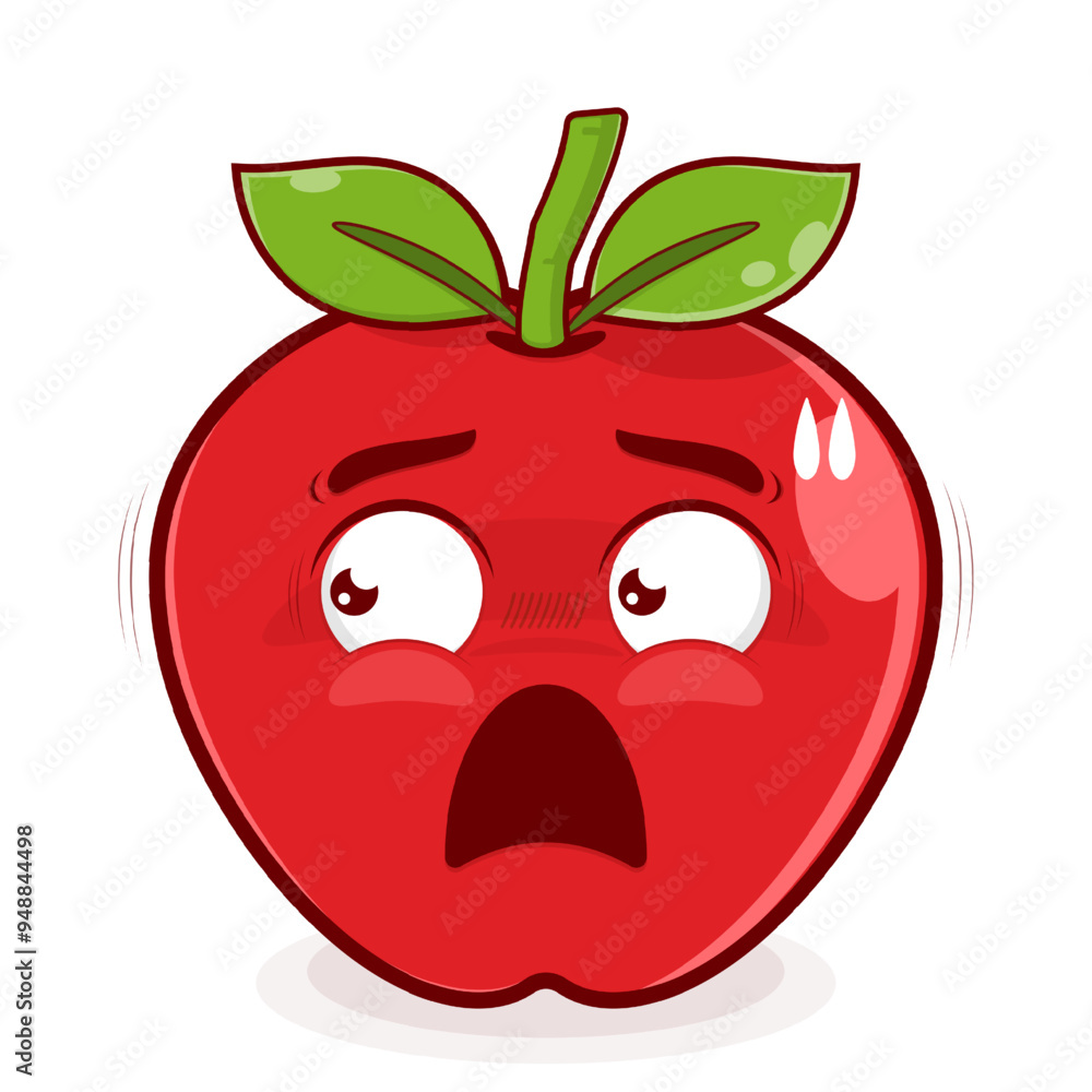 apple scared face cartoon cute apple scared face cartoon cute