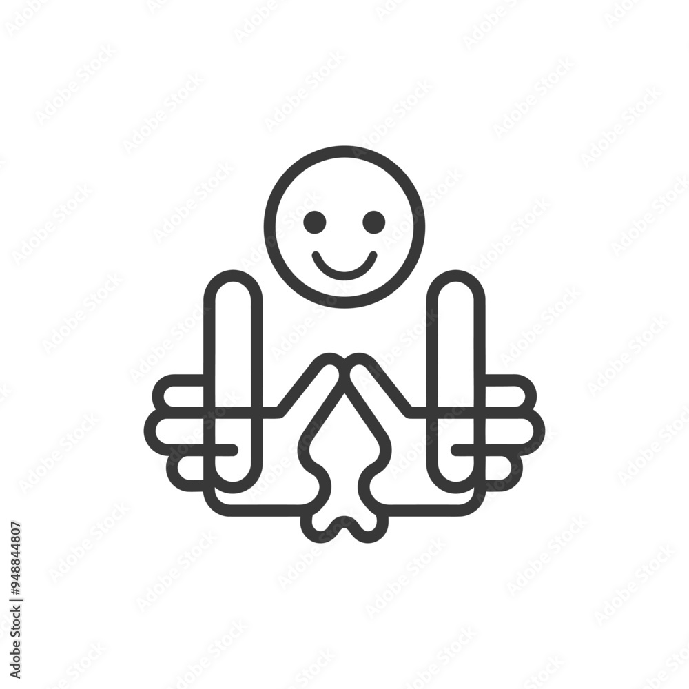 Two Hands Holding a Smiling Face Icon