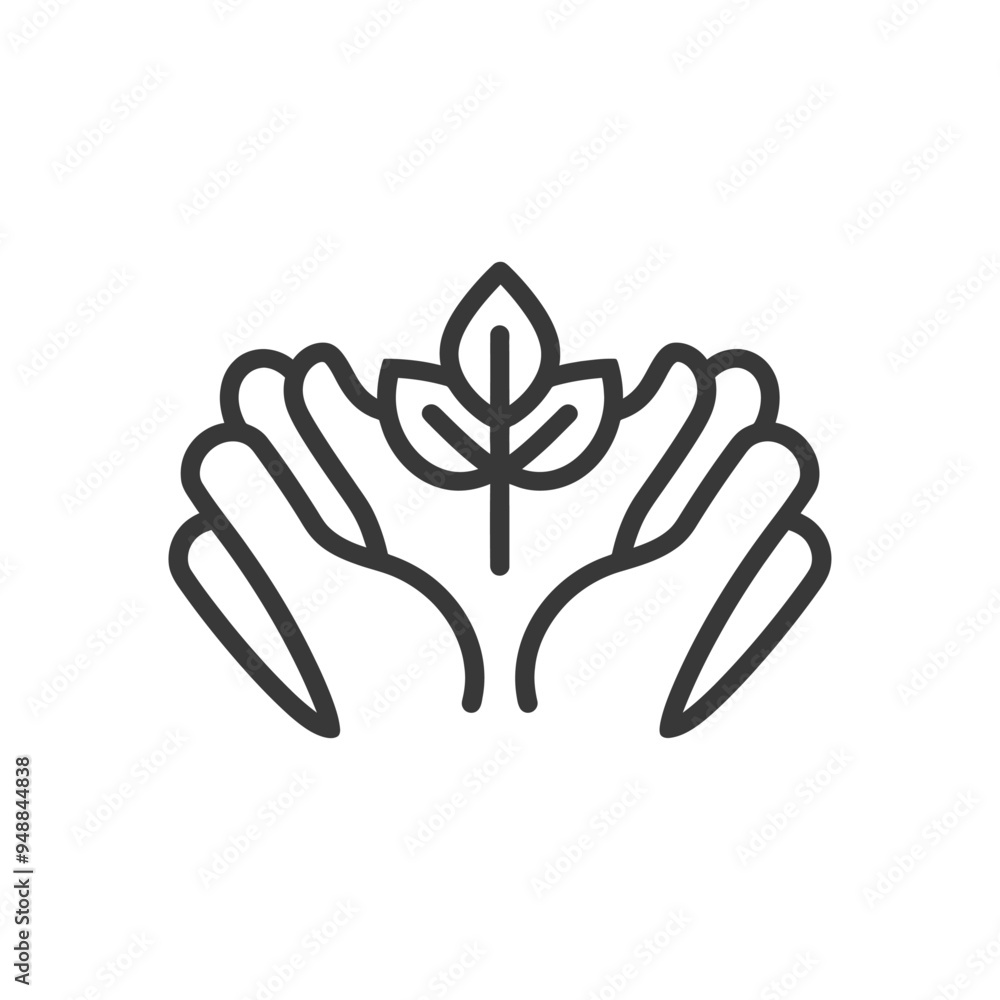 Two Hands Protecting a Small Plant with Three Leaves Two Hands Protecting a Small Plant with Three Leaves