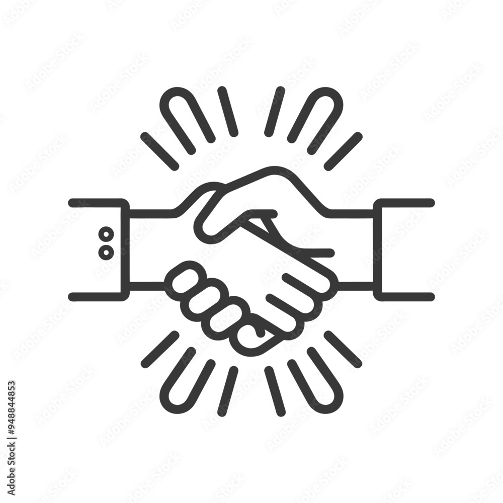 Two Hands Shaking in Agreement Surrounded by Rays Two Hands Shaking in Agreement Surrounded by Rays