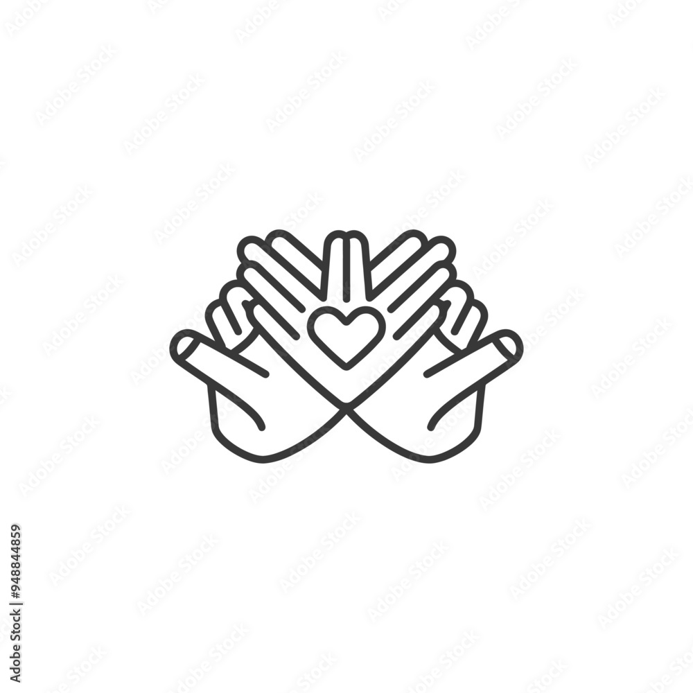 Two hands with a heart in the center forming a heart shape Two hands with a heart in the center forming a heart shape