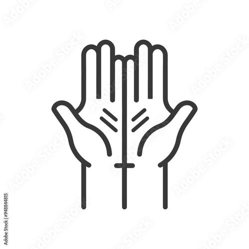 Two Hands Praying with a Cross at the Center