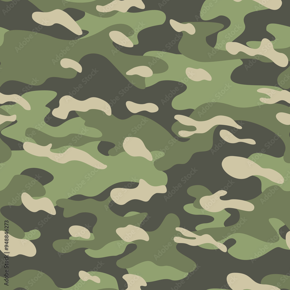 Fototapeta premium camouflage vector green background, military print, classic light pattern, seamless design