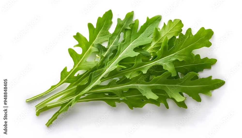 Fresh arugula leaves on a white background Fresh arugula leaves on a white background