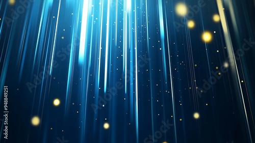 Abstract technology futuristic light blue stripe vertical lines light on blue background with gold lighting effect sparkle. Vector illustration