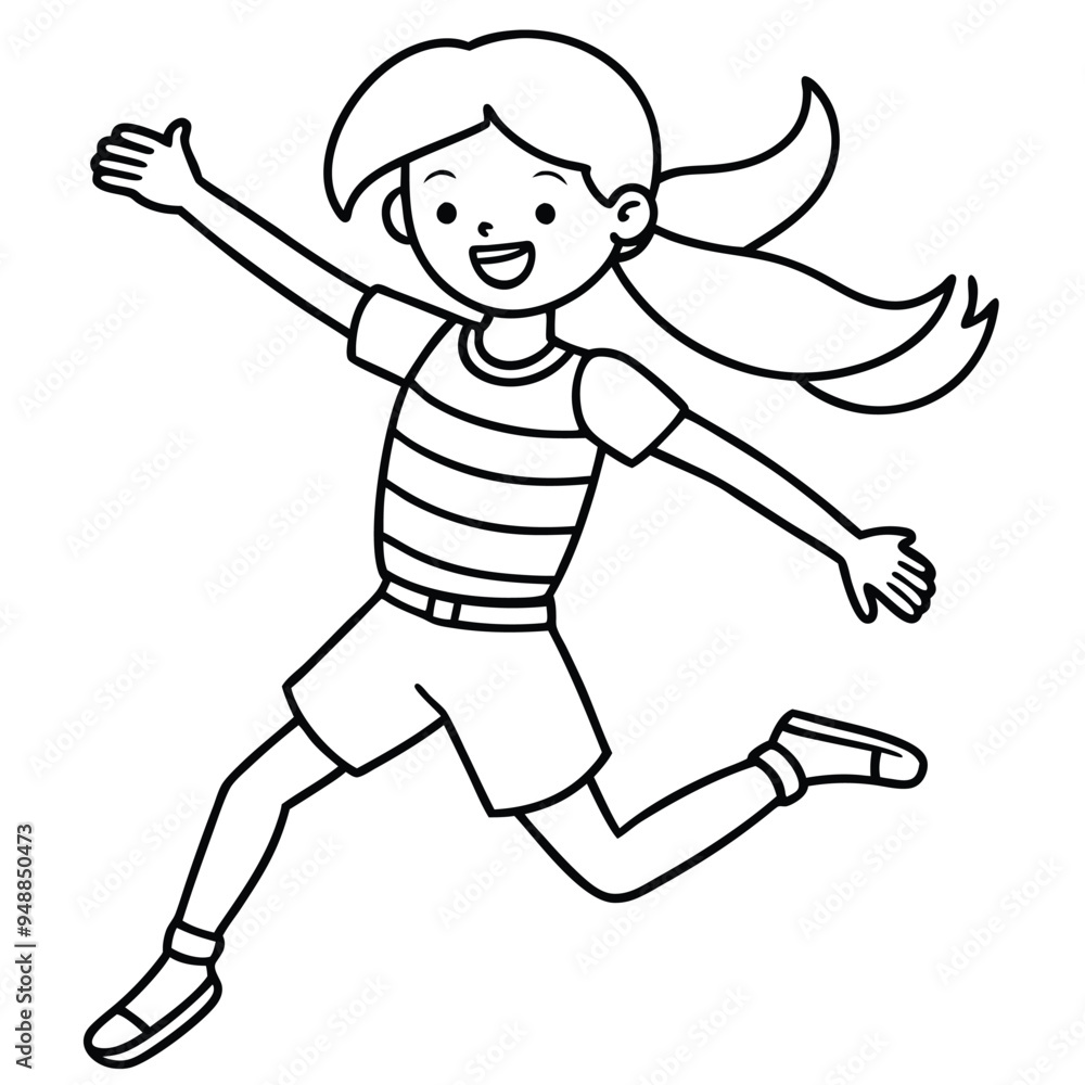 Jumping Girl Cartoon Vector Illustration , Character Vector Design png Jumping Girl Cartoon Vector Illustration , Character Vector Design png