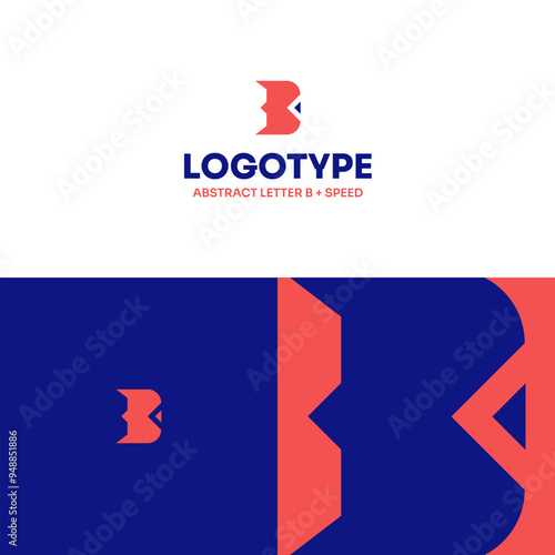 Free Download Logo Abstract B Letter Concept Modern Minimalism Flat Design Wings Fly Fast Speed Red Blue - GFXLoad