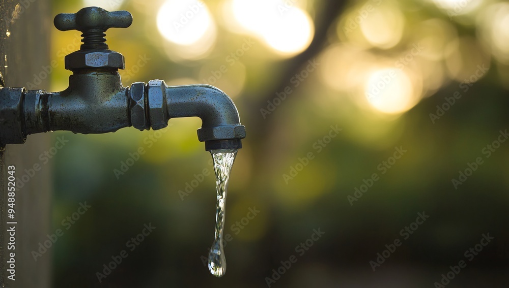 water dripping from a faucet, with a blurry background water dripping from a faucet, with a blurry background