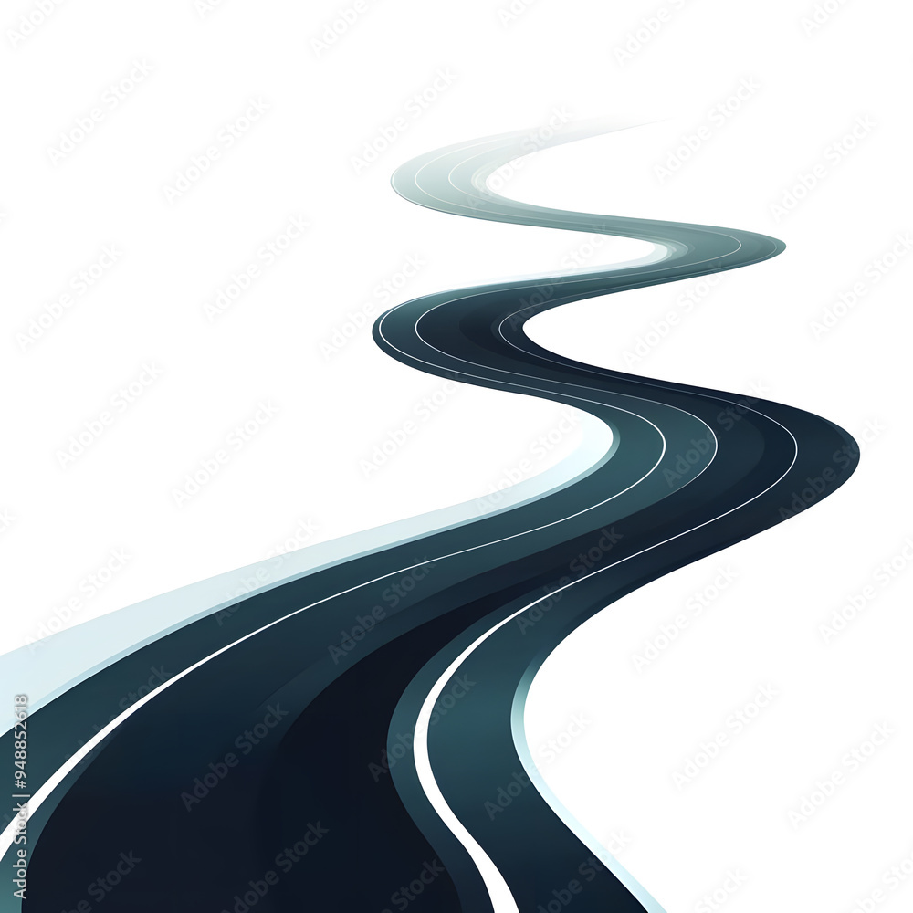 A stylized winding road curve pathway with a transparent background, highlighting its intricate details and sense of depth. A stylized winding road curve pathway with a transparent background, highlighting its intricate details and sense of depth.