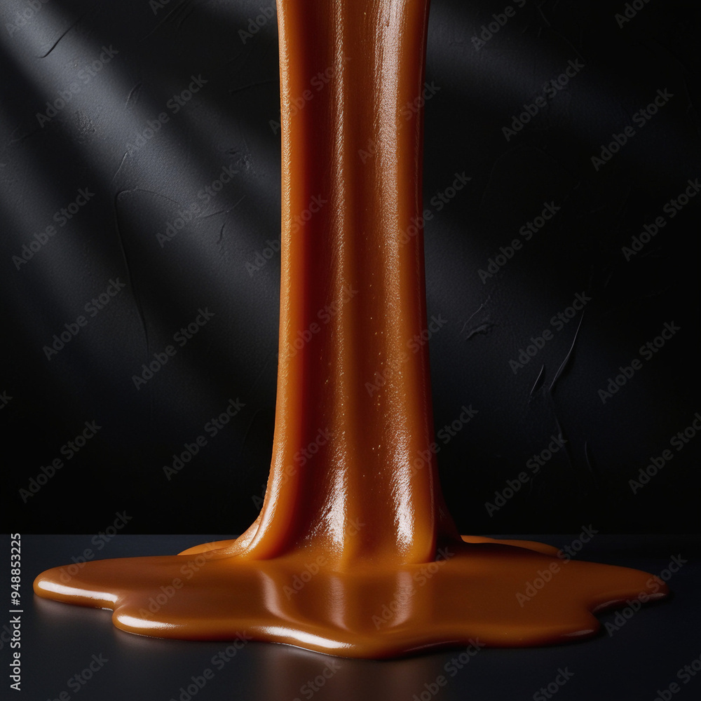 A velvety rich caramel flows down the surface