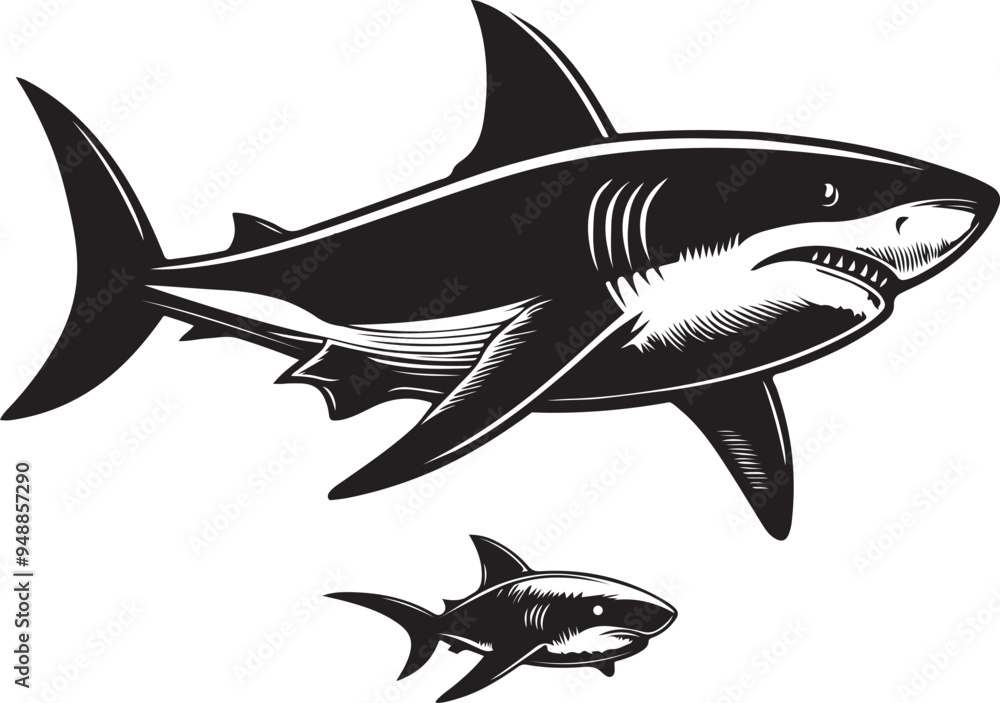 Print-hungry shark vector