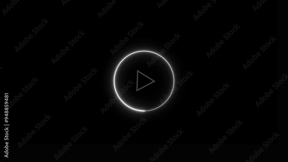 Play button icon. Neon shiny play button with neon circle. Neon glowing play button. Play button icon. Neon shiny play button with neon circle. Neon glowing play button.