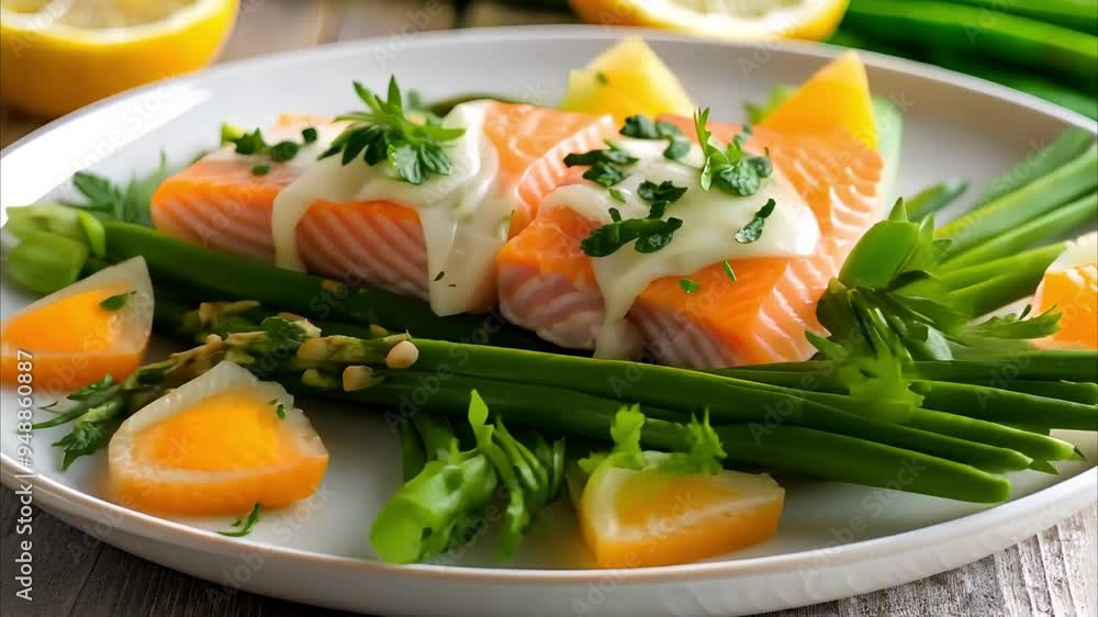 Poached Salmon Salad with Asparagus and Lemon Dill Dressing Poached Salmon Salad with Asparagus and Lemon Dill Dressing
